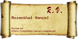 Rozenthal Vencel névjegykártya